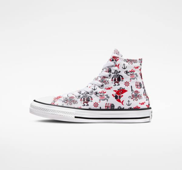 Converse Chuck Taylor All Star Pirates Yüksek Taban Ayakkabı Beyaz Kırmızı Siyah | CV-784OPB