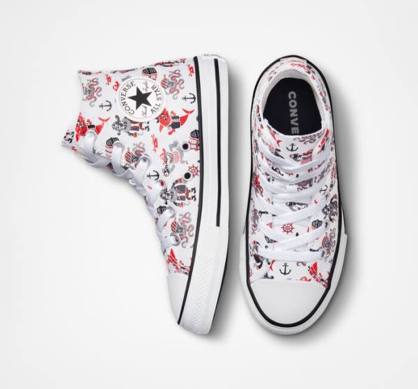 Converse Chuck Taylor All Star Pirates Yüksek Taban Ayakkabı Beyaz Kırmızı Siyah | CV-784OPB