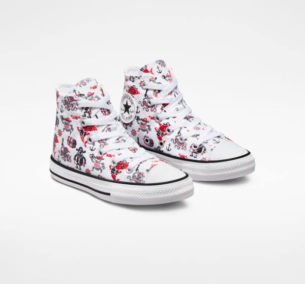 Converse Chuck Taylor All Star Pirates Yüksek Taban Ayakkabı Beyaz Kırmızı Siyah | CV-784OPB