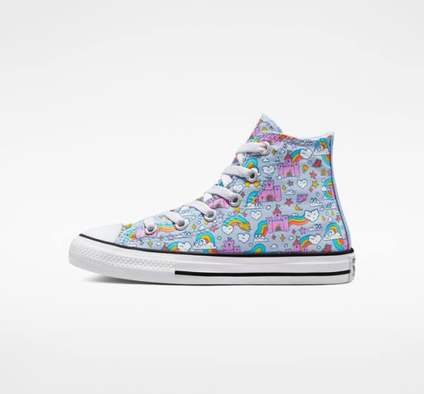 Converse Chuck Taylor All Star Rainbow Castles Yüksek Taban Ayakkabı Mavi Pembe | CV-147OTK