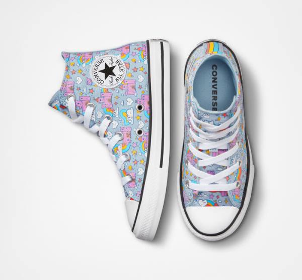 Converse Chuck Taylor All Star Rainbow Castles Yüksek Taban Ayakkabı Mavi Pembe | CV-147OTK