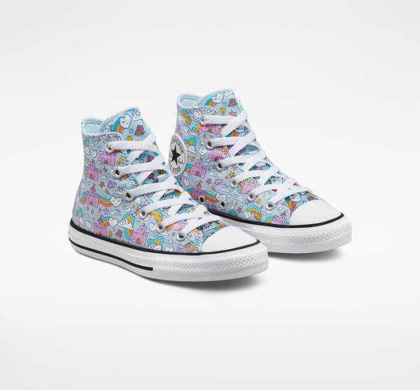 Converse Chuck Taylor All Star Rainbow Castles Yüksek Taban Ayakkabı Mavi Pembe | CV-147OTK