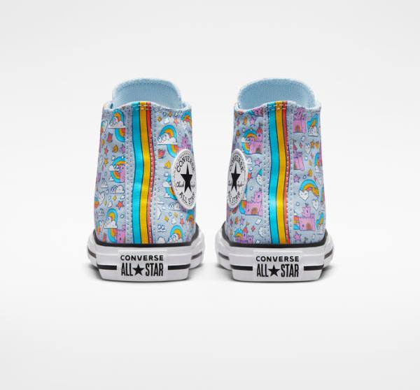 Converse Chuck Taylor All Star Rainbow Castles Yüksek Taban Ayakkabı Mavi Pembe | CV-147OTK