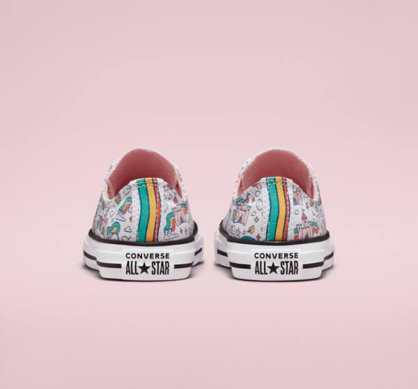 Converse Chuck Taylor All Star Rainbow Castles Düz Taban Ayakkabı Beyaz Pembe Turkuaz | CV-324TSP