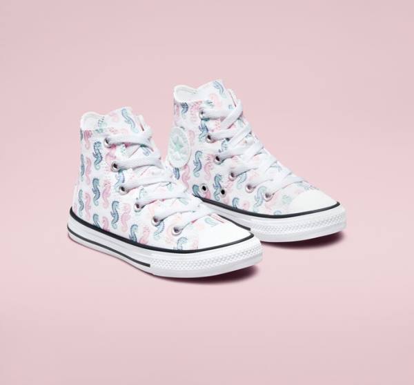 Converse Chuck Taylor All Star Seahorses Yüksek Taban Ayakkabı Beyaz Pembe Açık | CV-325QYA