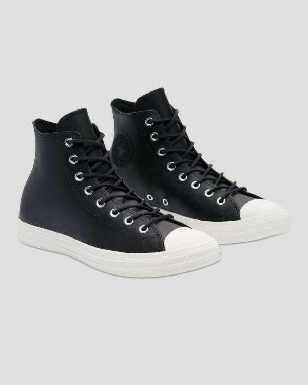 Converse Chuck Taylor All Star Seasonal Deri Yüksek Taban Ayakkabı Siyah | CV-924ZVJ