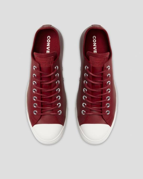 Converse Chuck Taylor All Star Seasonal Deri Düz Taban Ayakkabı Bordo | CV-987YXS