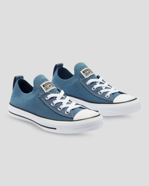 Converse Chuck Taylor All Star Shoreline Knit Glitter Düz Taban Ayakkabı Mavi | CV-082TOP