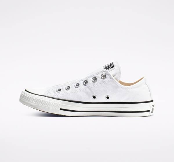 Converse Chuck Taylor All Star Slip Düz Taban Ayakkabı Beyaz Siyah Beyaz | CV-523GPY