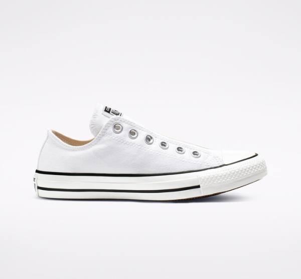 Converse Chuck Taylor All Star Slip Düz Taban Ayakkabı Beyaz Siyah Beyaz | CV-523GPY