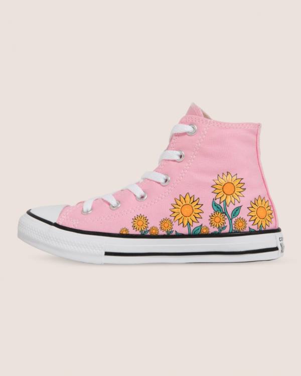 Converse Chuck Taylor All Star Sunflower Print Yüksek Taban Ayakkabı Pembe | CV-249JKX