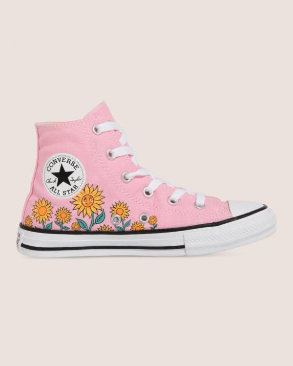 Converse Chuck Taylor All Star Sunflower Print Yüksek Taban Ayakkabı Pembe | CV-249JKX