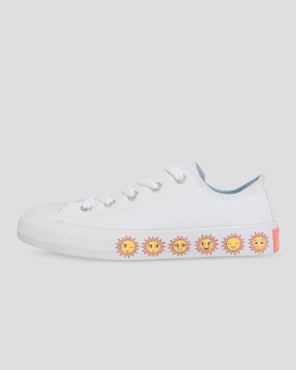 Converse Chuck Taylor All Star Sunny Side Print Düz Taban Ayakkabı Beyaz | CV-619SZK