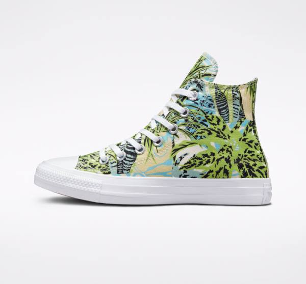 Converse Chuck Taylor All Star Tropical Florals Yüksek Taban Ayakkabı Açık Yeşil Beyaz | CV-089LWM