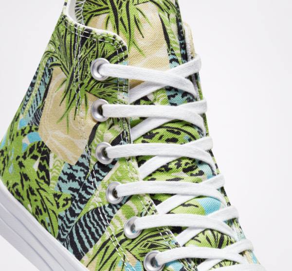 Converse Chuck Taylor All Star Tropical Florals Yüksek Taban Ayakkabı Açık Yeşil Beyaz | CV-089LWM