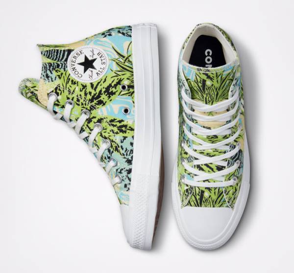 Converse Chuck Taylor All Star Tropical Florals Yüksek Taban Ayakkabı Açık Yeşil Beyaz | CV-089LWM