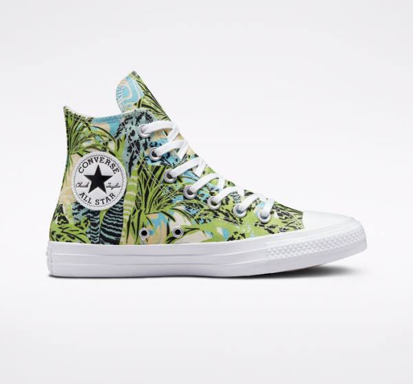 Converse Chuck Taylor All Star Tropical Florals Yüksek Taban Ayakkabı Açık Yeşil Beyaz | CV-089LWM