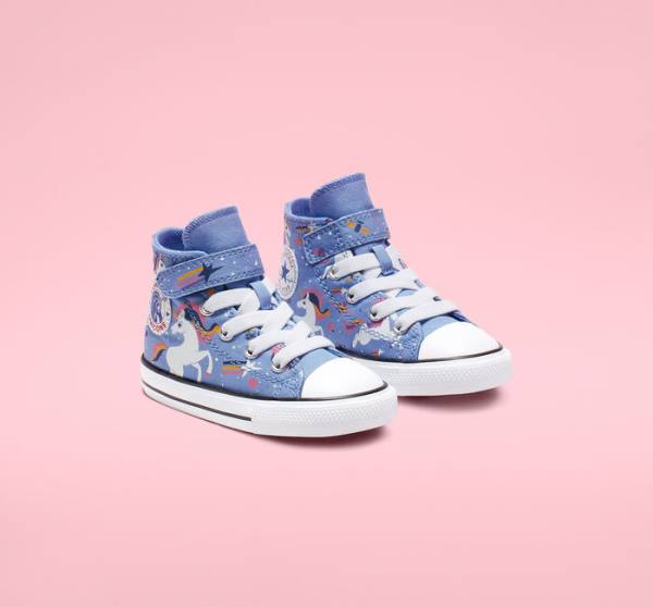 Converse Chuck Taylor All Star Unicons Hook and Loop Yüksek Taban Ayakkabı Açık Mavi Siyah Beyaz | CV-126LJZ