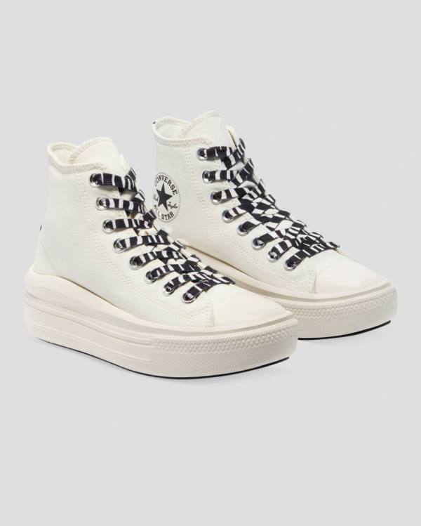 Converse Chuck Taylor Move Zebra Print Platform Yüksek Taban Ayakkabı Bej Rengi | CV-935STL