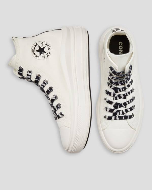 Converse Chuck Taylor Move Zebra Print Platform Yüksek Taban Ayakkabı Bej Rengi | CV-935STL