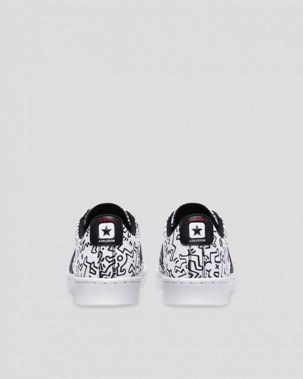 Converse Keith Haring Pro Deri Düz Taban Ayakkabı Beyaz Siyah Kırmızı | CV-059KQH