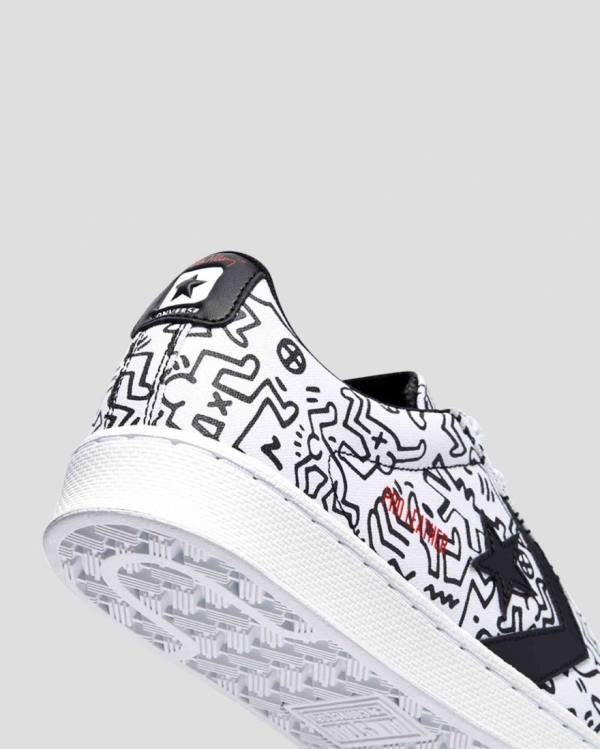 Converse Keith Haring Pro Deri Düz Taban Ayakkabı Beyaz Siyah Kırmızı | CV-651NJH