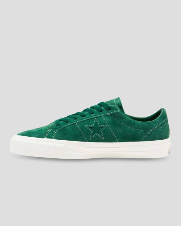 Converse One Star Pro Pigskin Süet Düz Taban Ayakkabı Yeşil | CV-568KDP