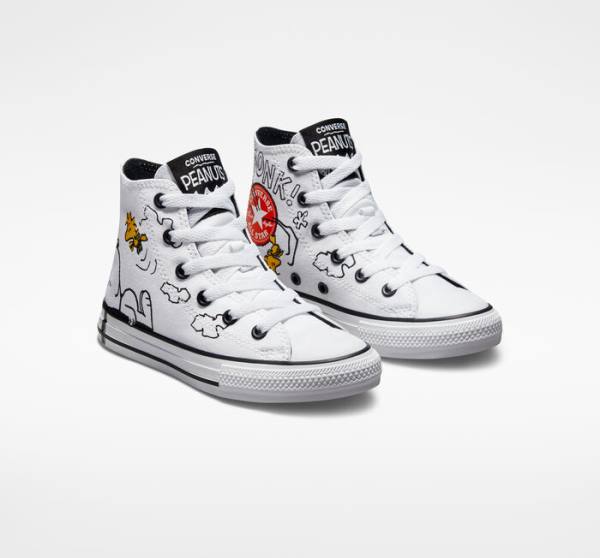 Converse Peanuts Chuck Taylor All Star Yüksek Taban Ayakkabı Beyaz Siyah Kırmızı | CV-591HMT