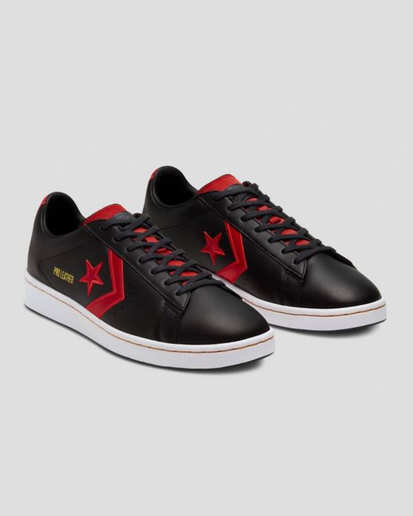 Converse Pro Deri Bleeding Colours Düz Taban Ayakkabı Siyah | CV-346OAZ