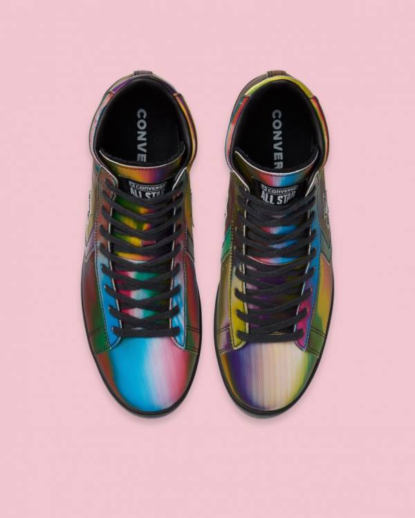 Converse Pro Deri Iridescent Yüksek Taban Ayakkabı Siyah | CV-452NKD