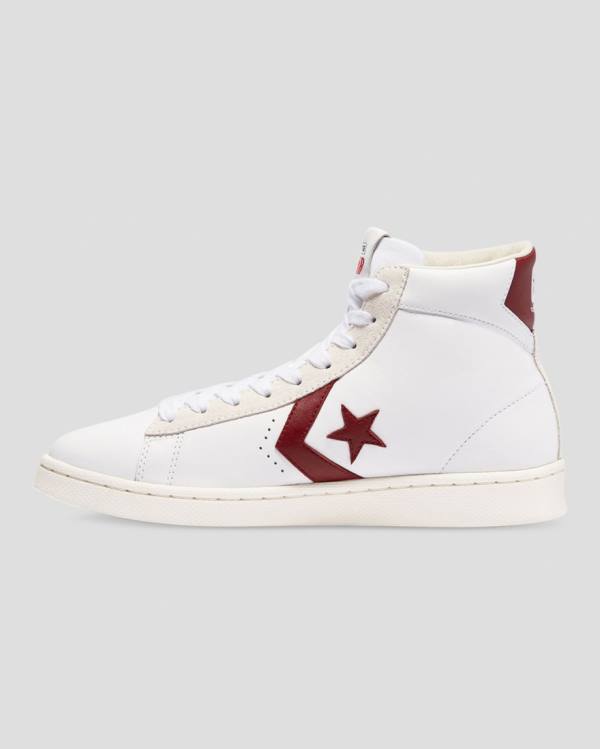 Converse Pro Deri Italy Yüksek Taban Ayakkabı Beyaz Kırmızı | CV-094QKX