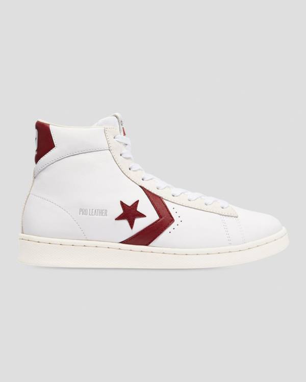 Converse Pro Deri Italy Yüksek Taban Ayakkabı Beyaz Kırmızı | CV-094QKX