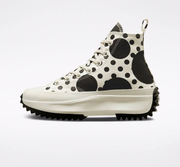 Converse Run Star Hike Platform Polka Dots Yüksek Taban Ayakkabı Siyah | CV-320PWD