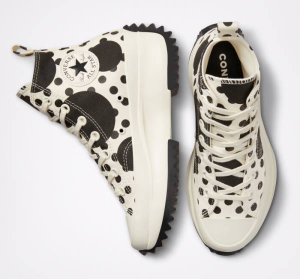 Converse Run Star Hike Platform Polka Dots Yüksek Taban Ayakkabı Siyah | CV-320PWD