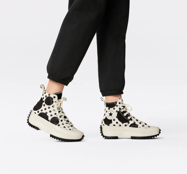 Converse Run Star Hike Platform Polka Dots Yüksek Taban Ayakkabı Siyah | CV-320PWD