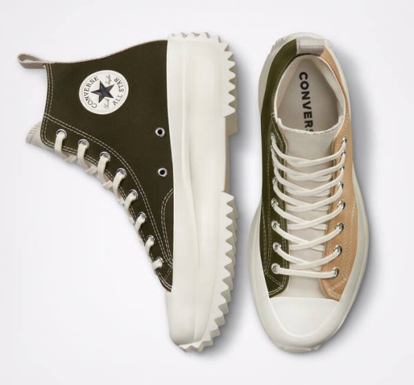 Converse Run Star Hike Platform Tri-Panel Color Block Yüksek Taban Ayakkabı Haki | CV-815KHS