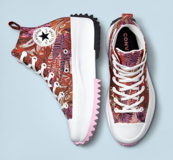 Converse Run Star Hike Platform Tropical Florals Yüksek Taban Ayakkabı Turuncu Siyah Beyaz | CV-105DRF