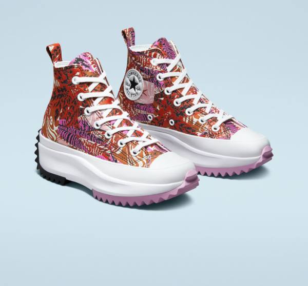 Converse Run Star Hike Platform Tropical Florals Yüksek Taban Ayakkabı Turuncu Siyah Beyaz | CV-105DRF