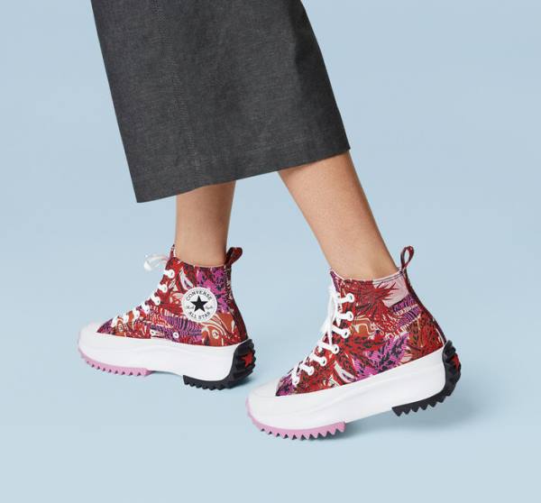 Converse Run Star Hike Platform Tropical Florals Yüksek Taban Ayakkabı Turuncu Siyah Beyaz | CV-105DRF