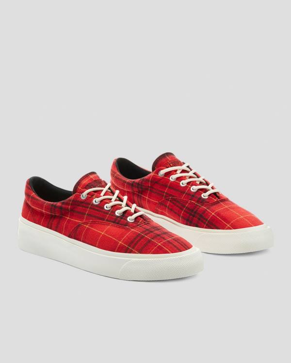 Converse Skidgrip Twisted Plaid Düz Taban Ayakkabı Kırmızı | CV-079PKA