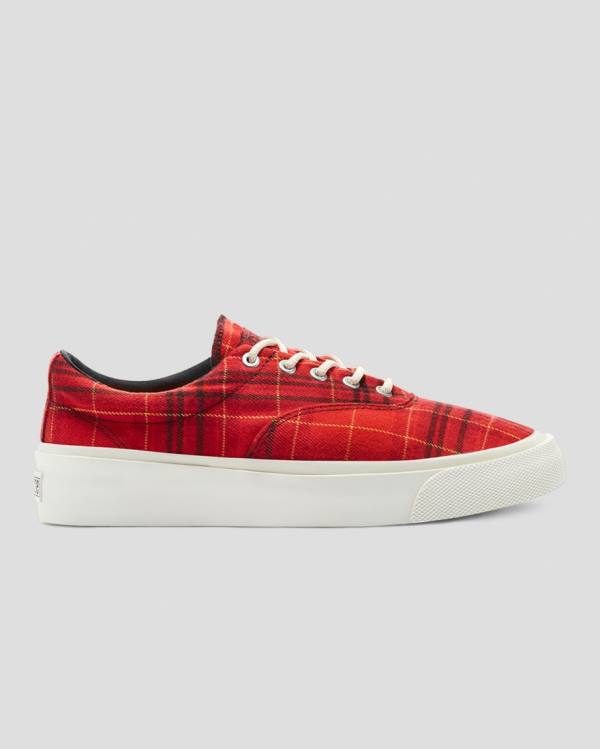 Converse Skidgrip Twisted Plaid Düz Taban Ayakkabı Kırmızı | CV-079PKA