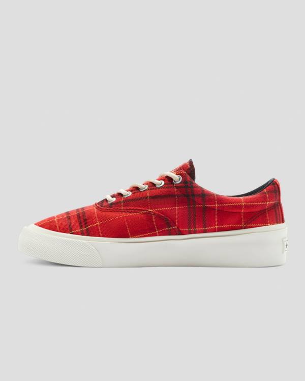 Converse Skidgrip Twisted Plaid Düz Taban Ayakkabı Kırmızı | CV-342JHX