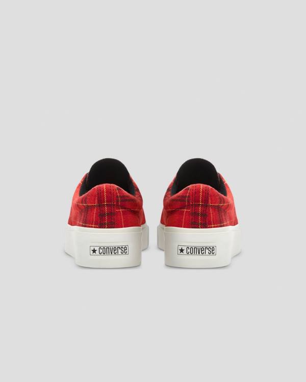 Converse Skidgrip Twisted Plaid Düz Taban Ayakkabı Kırmızı | CV-342JHX