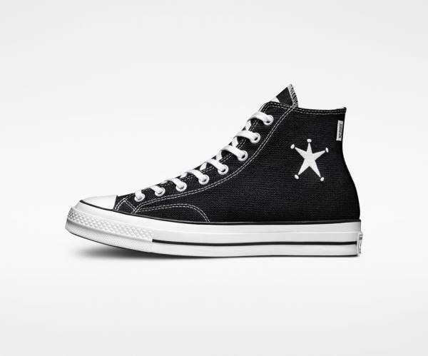 Converse Stussy Chuck 70 Yüksek Taban Ayakkabı Siyah Beyaz | CV-014HDR