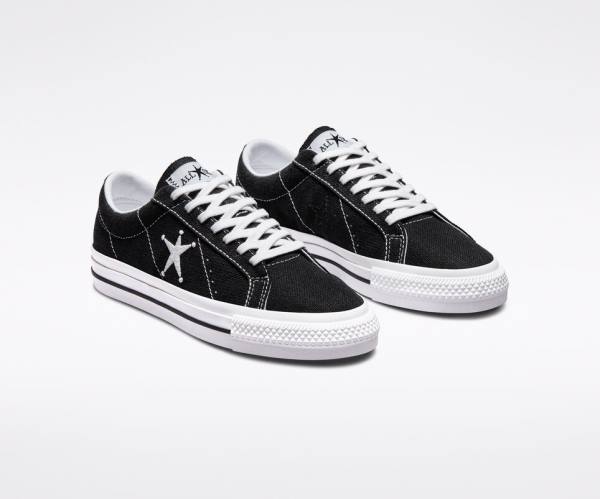 Converse Stussy One Star Düz Taban Ayakkabı Siyah Beyaz | CV-385RPL